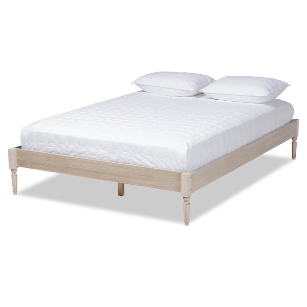 Baxton Studio Colette Antique White Oak Finished Wood King Size Platform Bed Frame - 161-10183