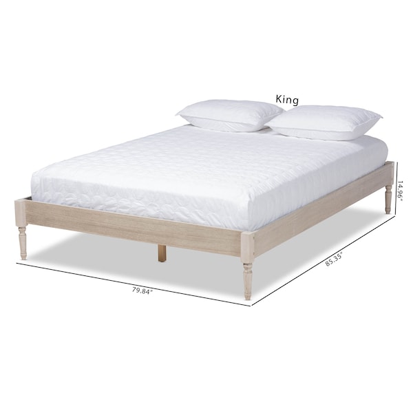 Baxton Studio Colette Antique White Oak Finished Wood King Size Platform Bed Frame - 161-10183