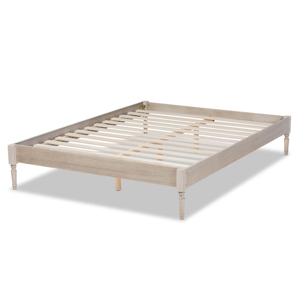 Baxton Studio Colette Antique White Oak Finished Wood King Size Platform Bed Frame - 161-10183