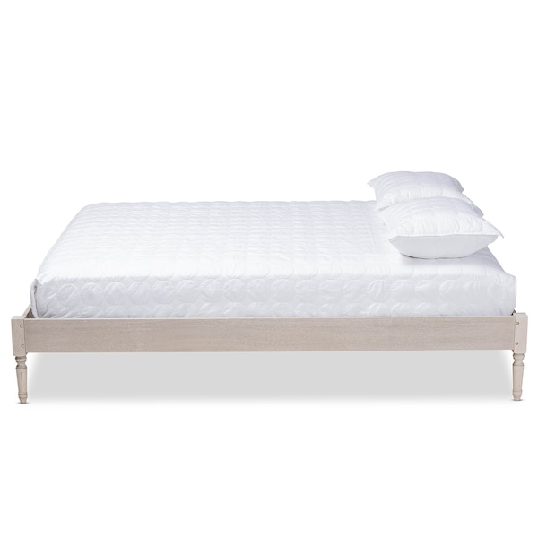Baxton Studio Colette Antique White Oak Finished Wood King Size Platform Bed Frame - 161-10183