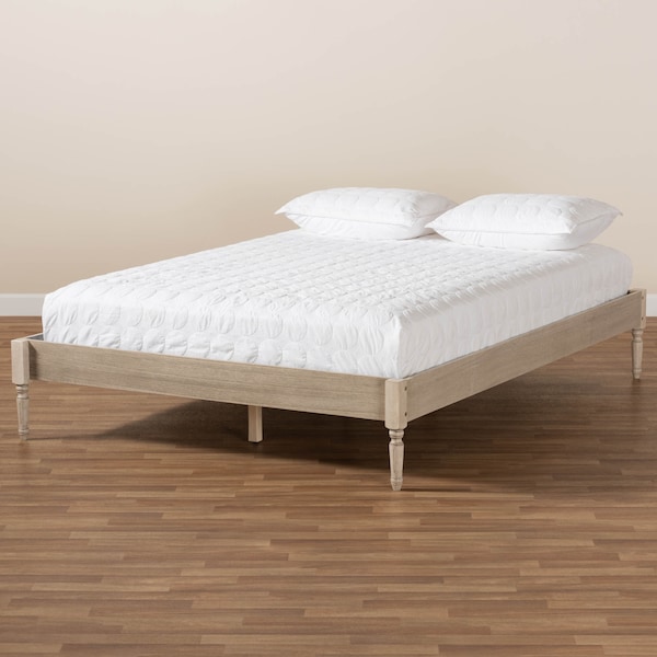Baxton Studio Colette Antique White Oak Finished Wood King Size Platform Bed Frame - 161-10183
