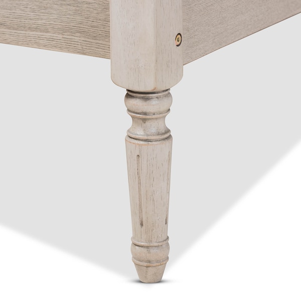 Baxton Studio Colette Antique White Oak Finished Wood King Size Platform Bed Frame - 161-10183