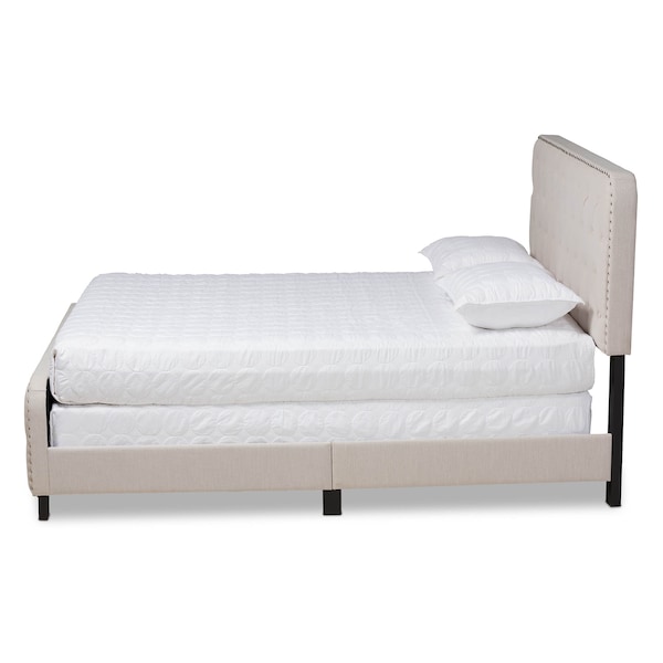 Baxton Studio Annalisa Beige Upholstered Button Tufted Queen Size Panel Bed - 162-10318