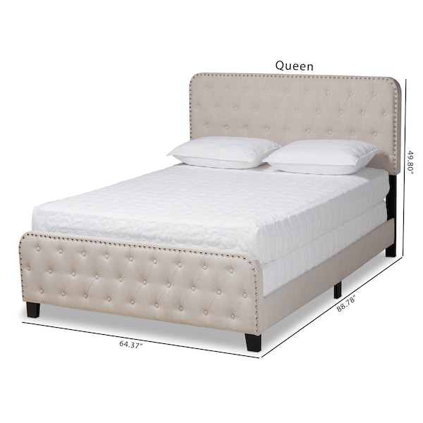 Baxton Studio Annalisa Beige Upholstered Button Tufted Queen Size Panel Bed - 162-10318