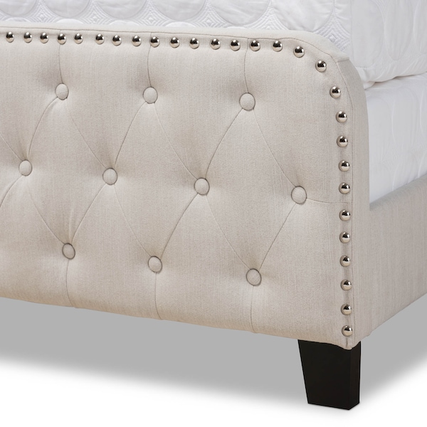 Baxton Studio Annalisa Beige Upholstered Button Tufted Queen Size Panel Bed - 162-10318