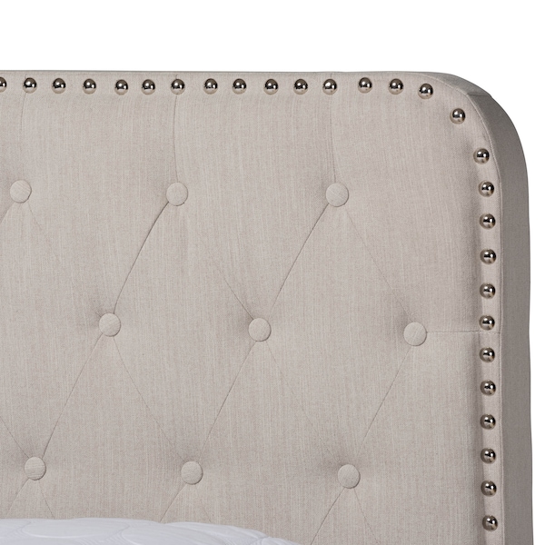 Baxton Studio Annalisa Beige Upholstered Button Tufted Queen Size Panel Bed - 162-10318