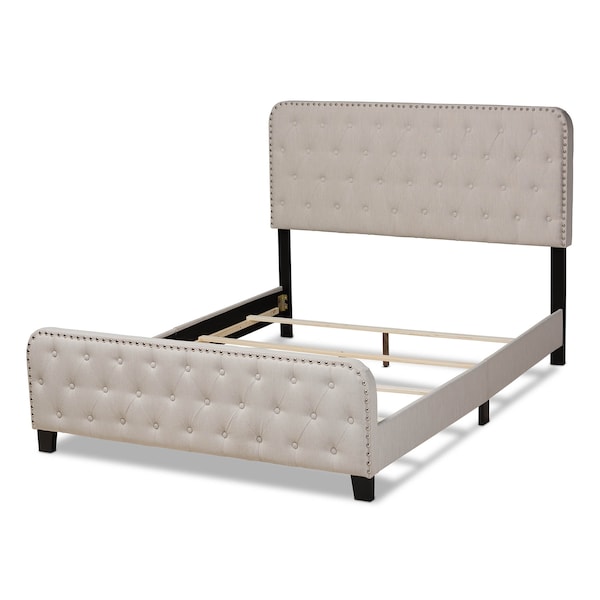 Baxton Studio Annalisa Beige Upholstered Button Tufted Queen Size Panel Bed - 162-10318
