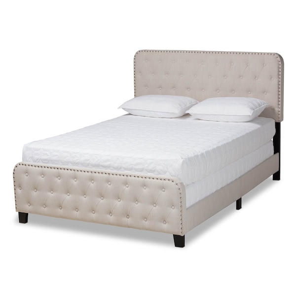 Baxton Studio Annalisa Beige Upholstered Button Tufted Queen Size Panel Bed - 162-10318