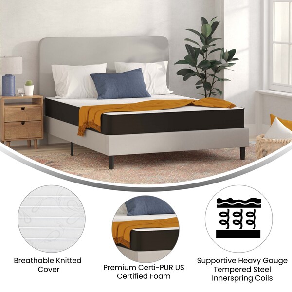 Flash Furniture 8" Hybrid Mattress, Queen Mattress in a Box - CL-E238-B-Q-GG