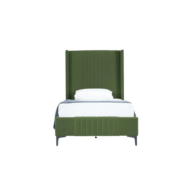 Manhattan Comfort Promenade Twin-Size Bed in Moss Green - BD010-TW-MG