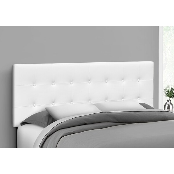 Monarch Specialties Bed, Headboard Only, Queen Size, Bedroom, Upholstered, Pu Leather Look, White, Transitional - I 6002Q