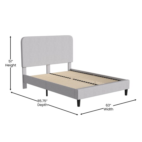 Flash Furniture Light Grey Queen Fabric Upholstered Platform Bed - HG-3WPB21-Q03-Q-GY-GG