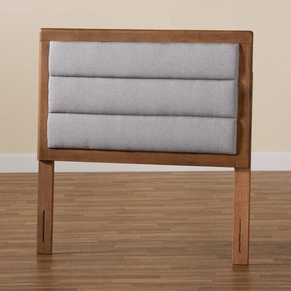 Baxton Studio Dexter Modern Light Grey Fabric Upholstered and Walnut Brown Finished Wood Headboard-Twin - 191-11530-ZORO