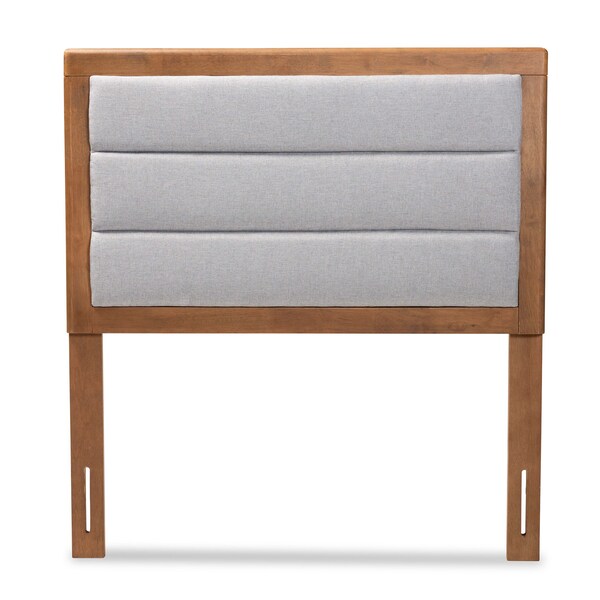 Baxton Studio Dexter Modern Light Grey Fabric Upholstered and Walnut Brown Finished Wood Headboard-Twin - 191-11530-ZORO