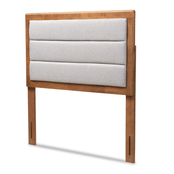 Baxton Studio Dexter Modern Light Grey Fabric Upholstered and Walnut Brown Finished Wood Headboard-Twin - 191-11530-ZORO