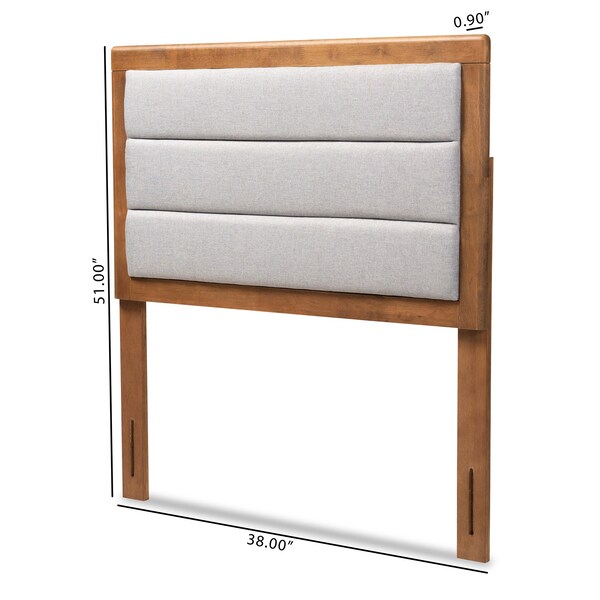 Baxton Studio Dexter Modern Light Grey Fabric Upholstered and Walnut Brown Finished Wood Headboard-Twin - 191-11530-ZORO