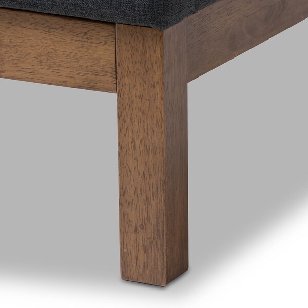Baxton Studio Louvain Grey Upholstered Walnut-Finished Twin Sized Platform Bed - 146-8153