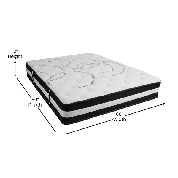 Flash Furniture 12" Queen Mattress, 14" Bed frame & 3" Topper Set - XU-BD10-12PSM2M35-Q-GG