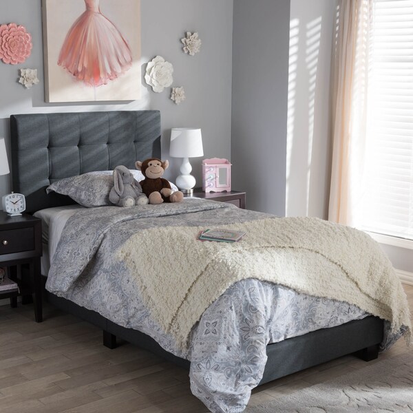 Baxton Studio Brookfield Modern Charcoal Grey Twin Size Bed - 138-7594