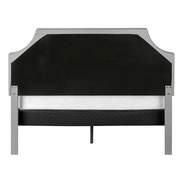 Monarch Specialties Bed, Queen Size, Bedroom, Upholstered, Grey Linen Look, Chrome Metal Legs, Transitional - I 6035Q
