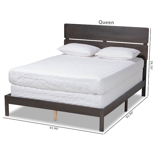 Baxton Studio Anthony Dark Grey Oak Finished Wood Queen Size Panel Bed - 167-10727