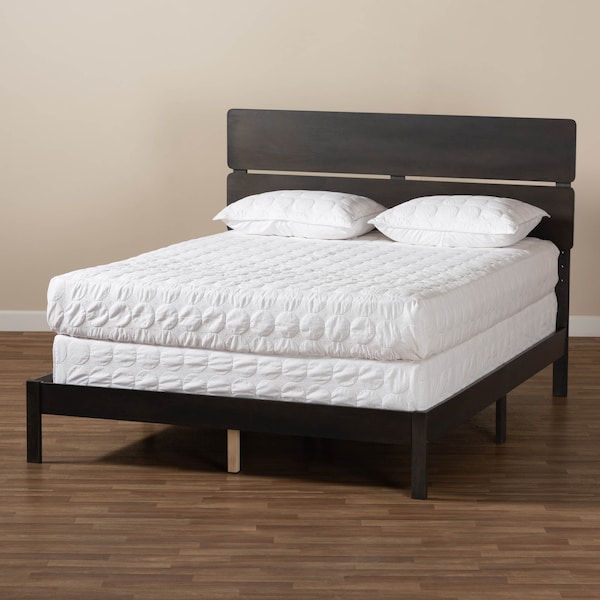 Baxton Studio Anthony Dark Grey Oak Finished Wood Queen Size Panel Bed - 167-10727