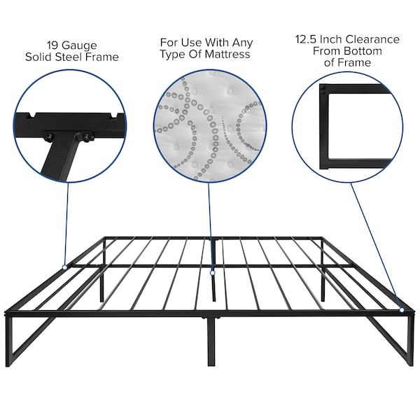 Flash Furniture King Platform Bed Frame and 12" Mattress Set - XU-BD10001-10PSM-K-GG