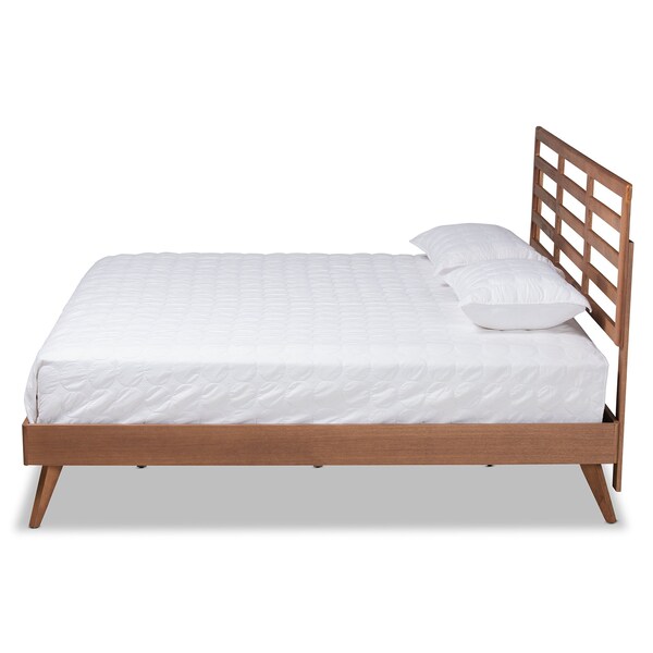 Baxton Studio Shiro Mid-Century Modern Ash Walnut Finished Wood King Size Platform Bed - 182-11107-9409-ZORO