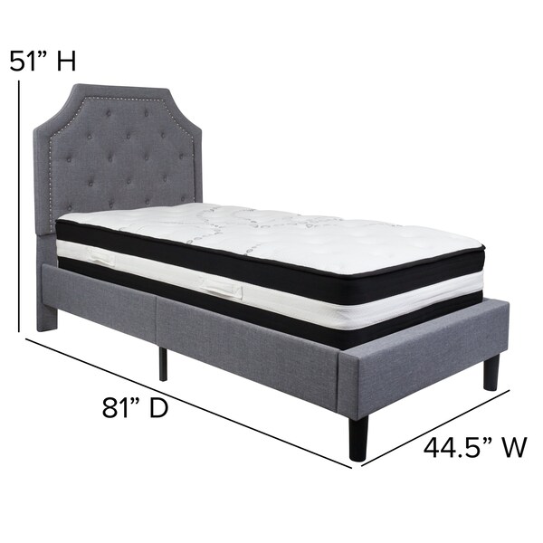 Flash Furniture Brighton Twin Platform Bed Set, Lght Gray - SL-BM-9-GG