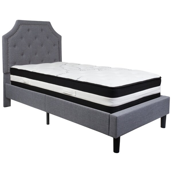 Flash Furniture Brighton Twin Platform Bed Set, Lght Gray - SL-BM-9-GG