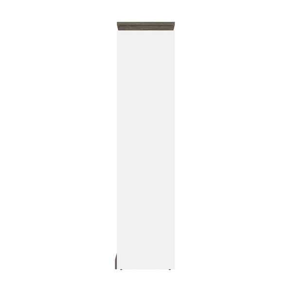 Bestar Orion 124W Queen Murphy Bed with 2 Shelving Units (125W), White & Walnut Grey - 116886-000017