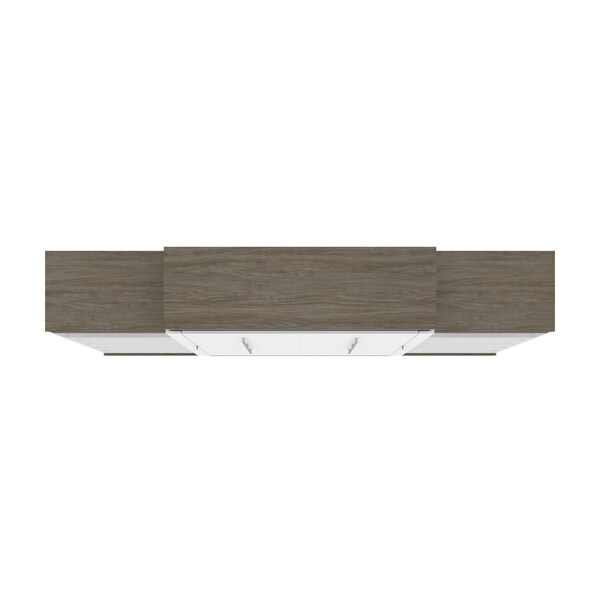 Bestar Orion 124W Queen Murphy Bed with 2 Shelving Units (125W), White & Walnut Grey - 116886-000017