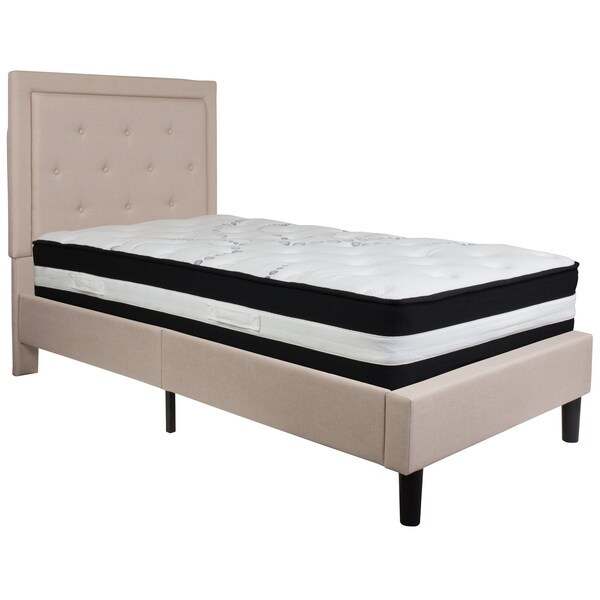 Flash Furniture Roxbury Twin Platform Bed Set, Beige - SL-BM-17-GG