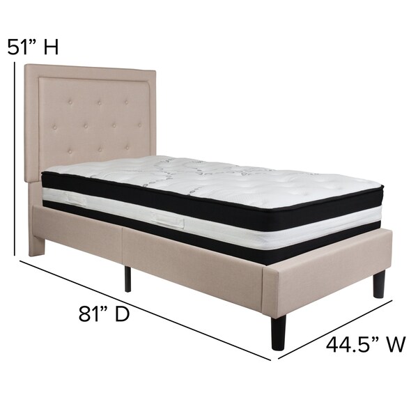 Flash Furniture Roxbury Twin Platform Bed Set, Beige - SL-BM-17-GG