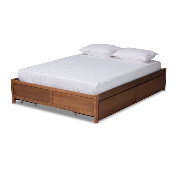 Baxton Studio Yara ModernWalnut Brown Finished Wood Queen Size 4-Drawer Platform Storage Bed Frame - 196-11508-ZORO