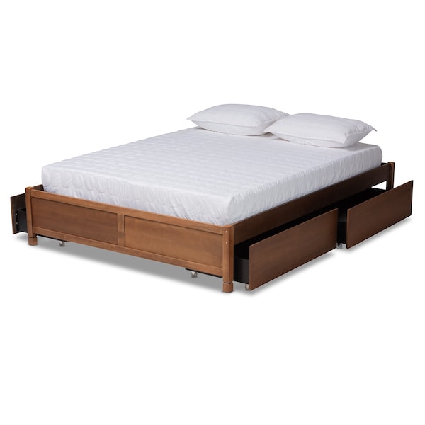 Baxton Studio Yara ModernWalnut Brown Finished Wood Queen Size 4-Drawer Platform Storage Bed Frame - 196-11508-ZORO