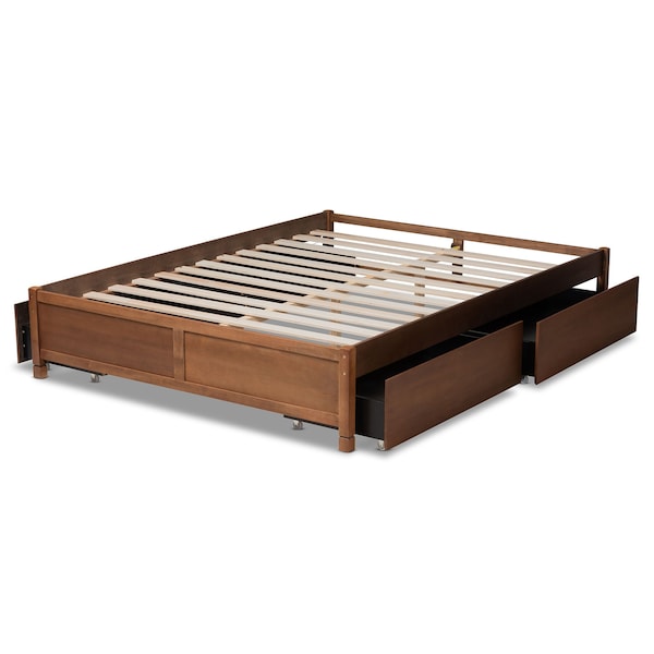 Baxton Studio Yara ModernWalnut Brown Finished Wood Queen Size 4-Drawer Platform Storage Bed Frame - 196-11508-ZORO