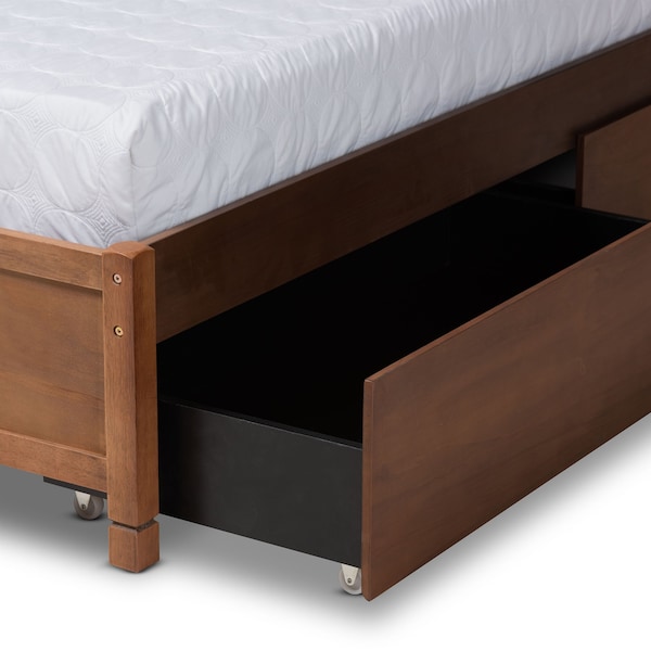 Baxton Studio Yara ModernWalnut Brown Finished Wood Queen Size 4-Drawer Platform Storage Bed Frame - 196-11508-ZORO