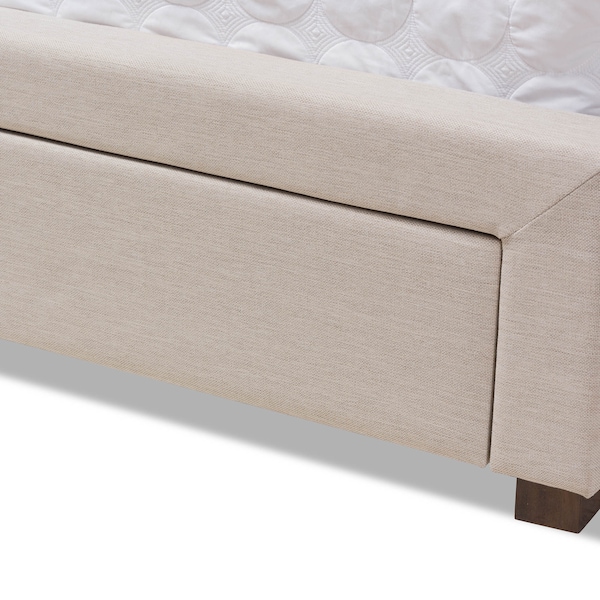 Baxton Studio Aurelie Modern Light Beige Upholstered King Size Storage Bed - 145-8127