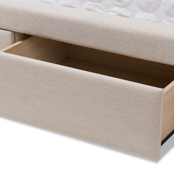 Baxton Studio Aurelie Modern Light Beige Upholstered King Size Storage Bed - 145-8127