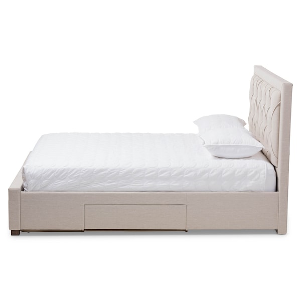 Baxton Studio Aurelie Modern Light Beige Upholstered King Size Storage Bed - 145-8127
