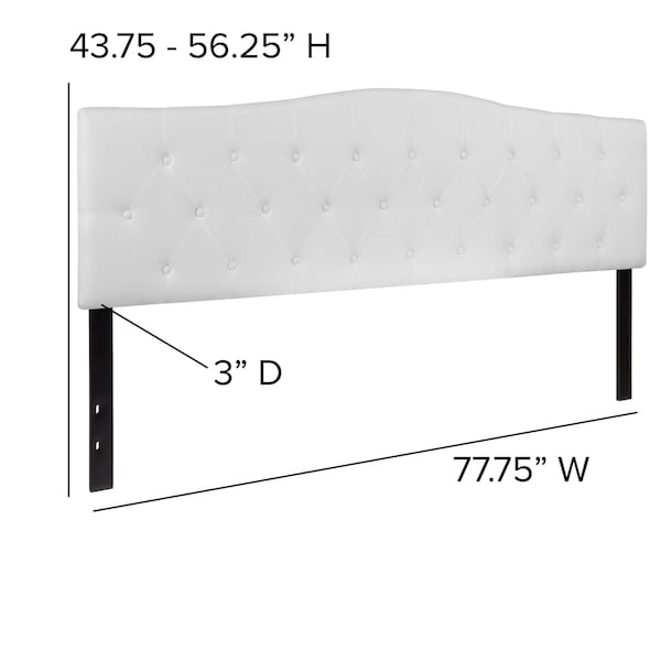 Flash Furniture King, Cambridge Headboard, White Fabric - HG-HB1708-K-W-GG
