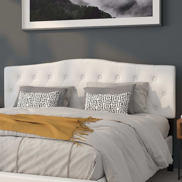 Flash Furniture King, Cambridge Headboard, White Fabric - HG-HB1708-K-W-GG