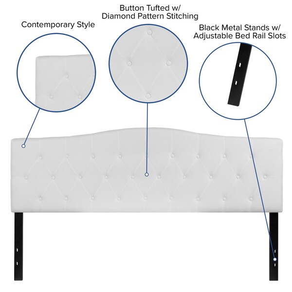 Flash Furniture King, Cambridge Headboard, White Fabric - HG-HB1708-K-W-GG