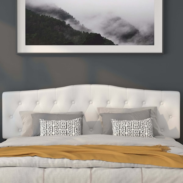 Flash Furniture King, Cambridge Headboard, White Fabric - HG-HB1708-K-W-GG