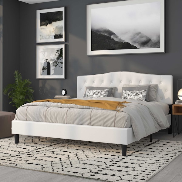 Flash Furniture King, Cambridge Headboard, White Fabric - HG-HB1708-K-W-GG
