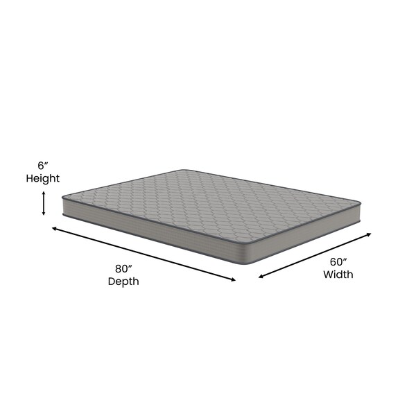 Flash Furniture 6" Hybrid Mattress, Queen Mattress in a Box - CL-E236-B-Q-GG
