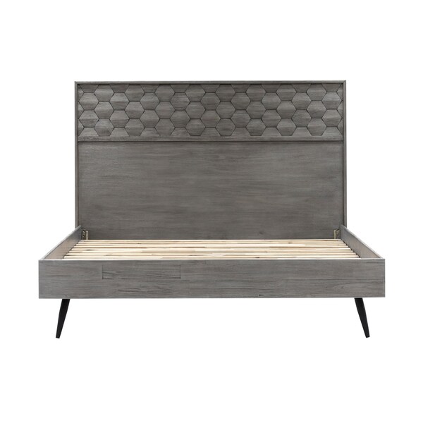 Armen Living Makena 4 Piece King Bedroom Set in Gray Acacia Wood - SETMKBDKG4A