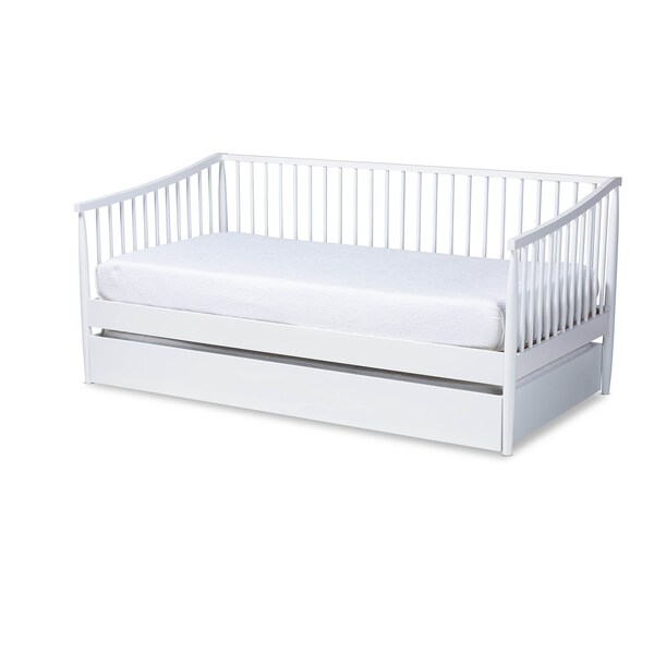 Baxton Studio Renata White Finished Wood Twin Size Spindle Daybed with Trundle - 158-9645-9659