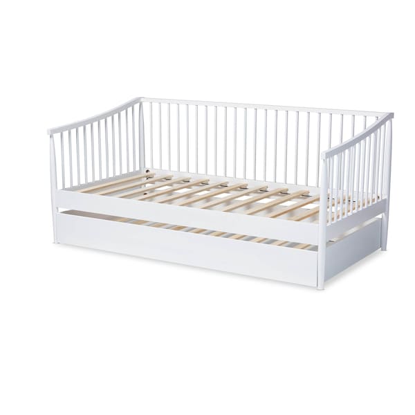 Baxton Studio Renata White Finished Wood Twin Size Spindle Daybed with Trundle - 158-9645-9659